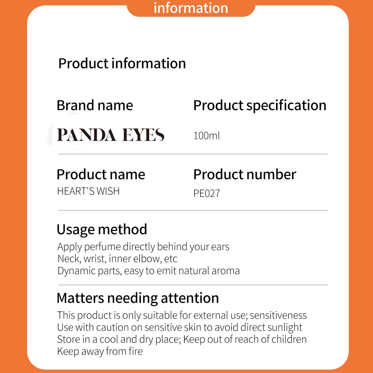 PANDAEYES Parfum Heart's Wish EDT 100ML - Women Perfume