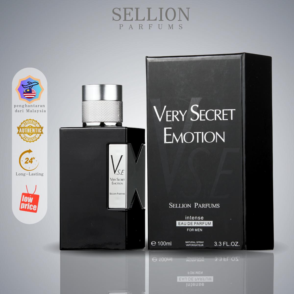 SELLION Parfum Very Secret Emotion (V.S.E.) Intense Black EDP 100ML - Men Perfume 4IN1 Gift Set