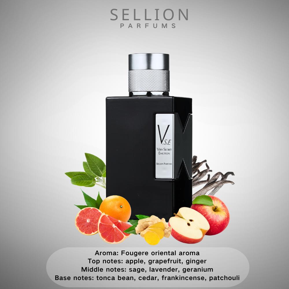SELLION Parfum Very Secret Emotion (V.S.E.) Intense Black EDP 100ML - Men Perfume 4IN1 Gift Set
