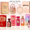 SELLION Parfum Fashion De Beauty, Volitation Pink, Luxury Velvet Red, Sunrise Red, Ms Foxes, Rosey Bodymist EDP 100ML - Women Perfume 5IN1 Combo Set