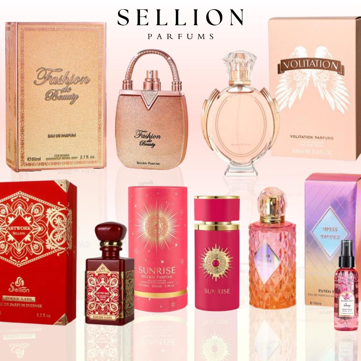 SELLION Parfum Fashion De Beauty, Volitation Pink, Luxury Velvet Red, Sunrise Red, Ms Foxes, Rosey Bodymist EDP 100ML - Women Perfume 5IN1 Combo Set