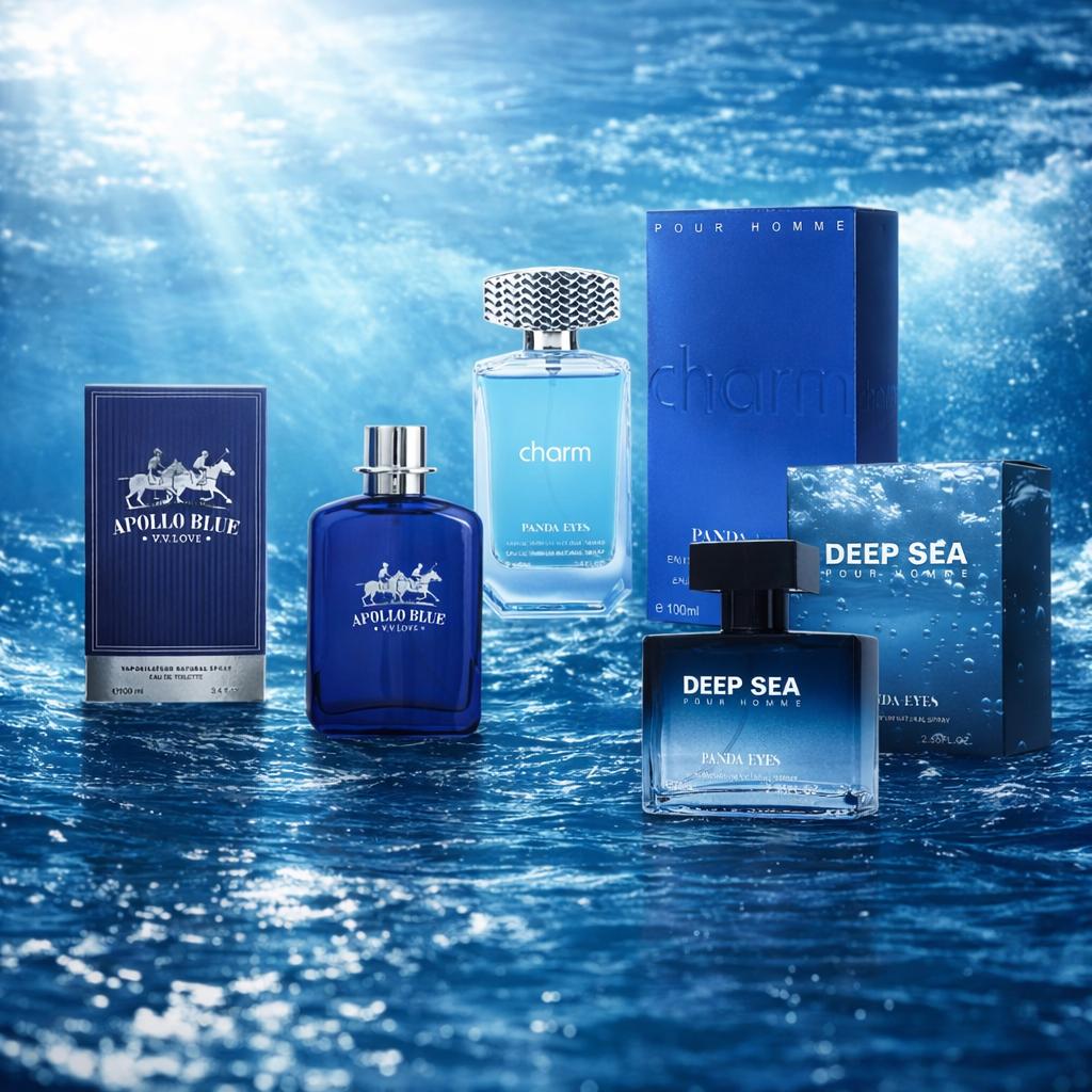 PANDAEYES Parfum Charm Blue, Deep Sea, Apollo EDP 100ML - Men Perfume Combo Set